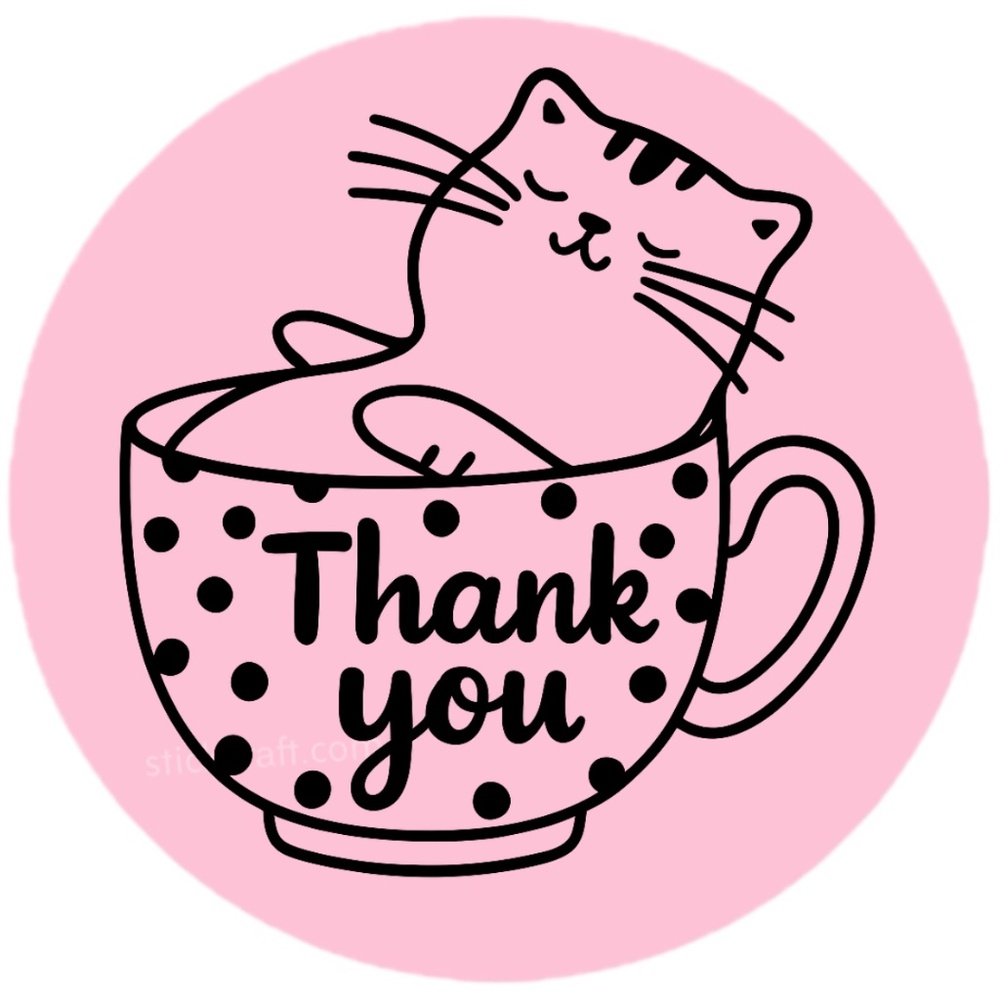 Thank You Cat Stickers Labels Boutique Packaging Thank You Seals - Picture 5 of 14